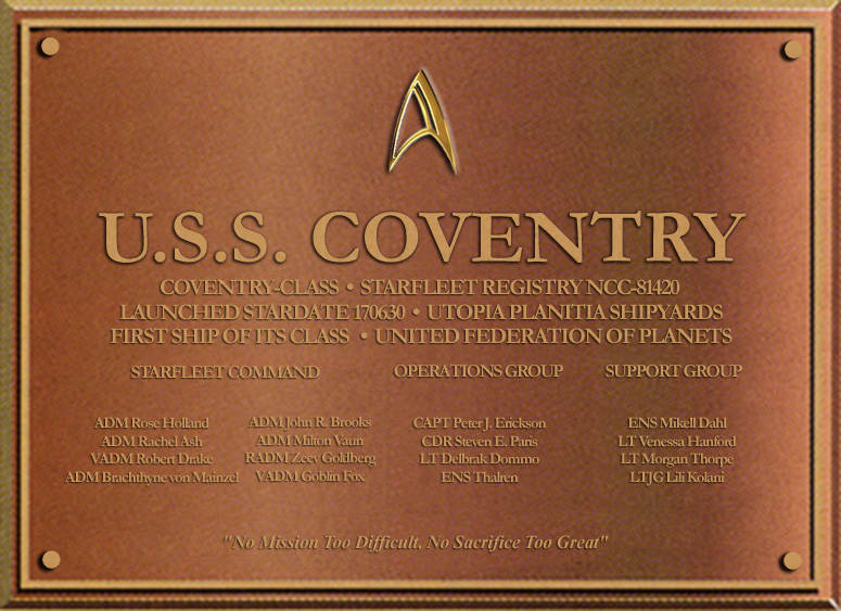 USS COVENTRY Dedication Plaque