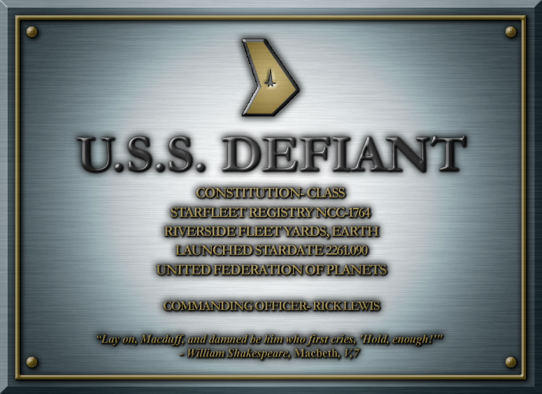 USS DEFIANT Dedication Plaque
